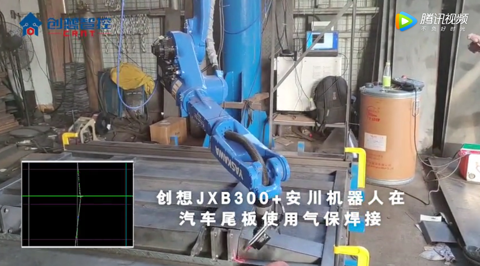  JXB300+安川機(jī)器人在汽車尾板使用氣保焊接實(shí)現(xiàn)四點(diǎn)求交點(diǎn)、點(diǎn)位組合應(yīng)用